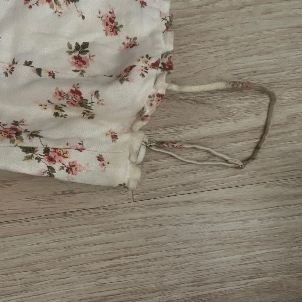 Reformation Floral Lace-Up Dress in Cream and Pink - Picture 2 of 4